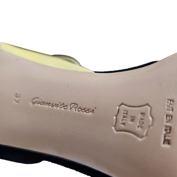 Gianvito Rossi made in Italy Black suede/yellow patent leather heels size 37 - Picture 10 of 10